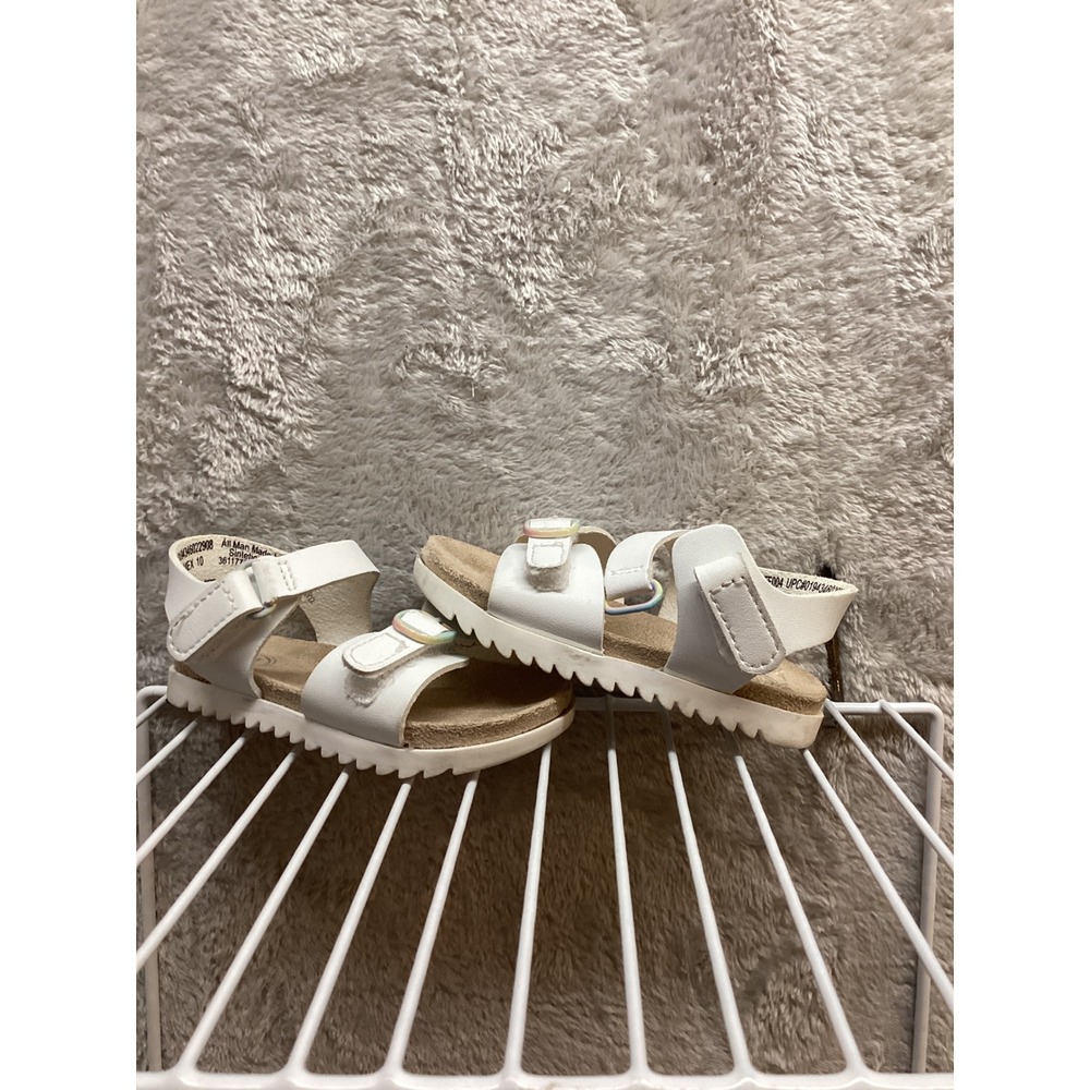 Wonder Nation White Buckle Strap Sandals Kids Size 10 Toddler Summer Shoes - Picture 2 of 6